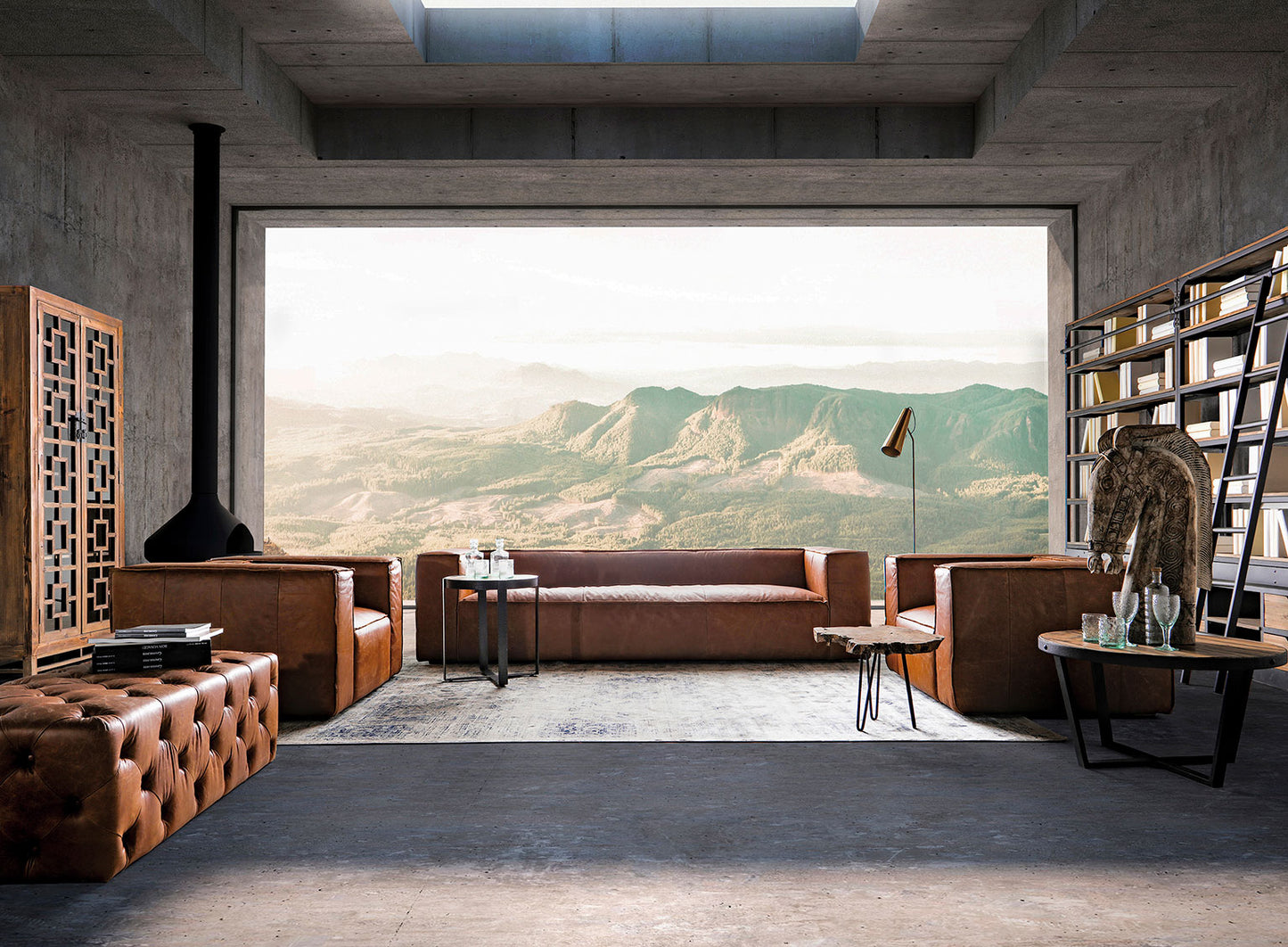 Sofá de lujo de cuero 4 plazas