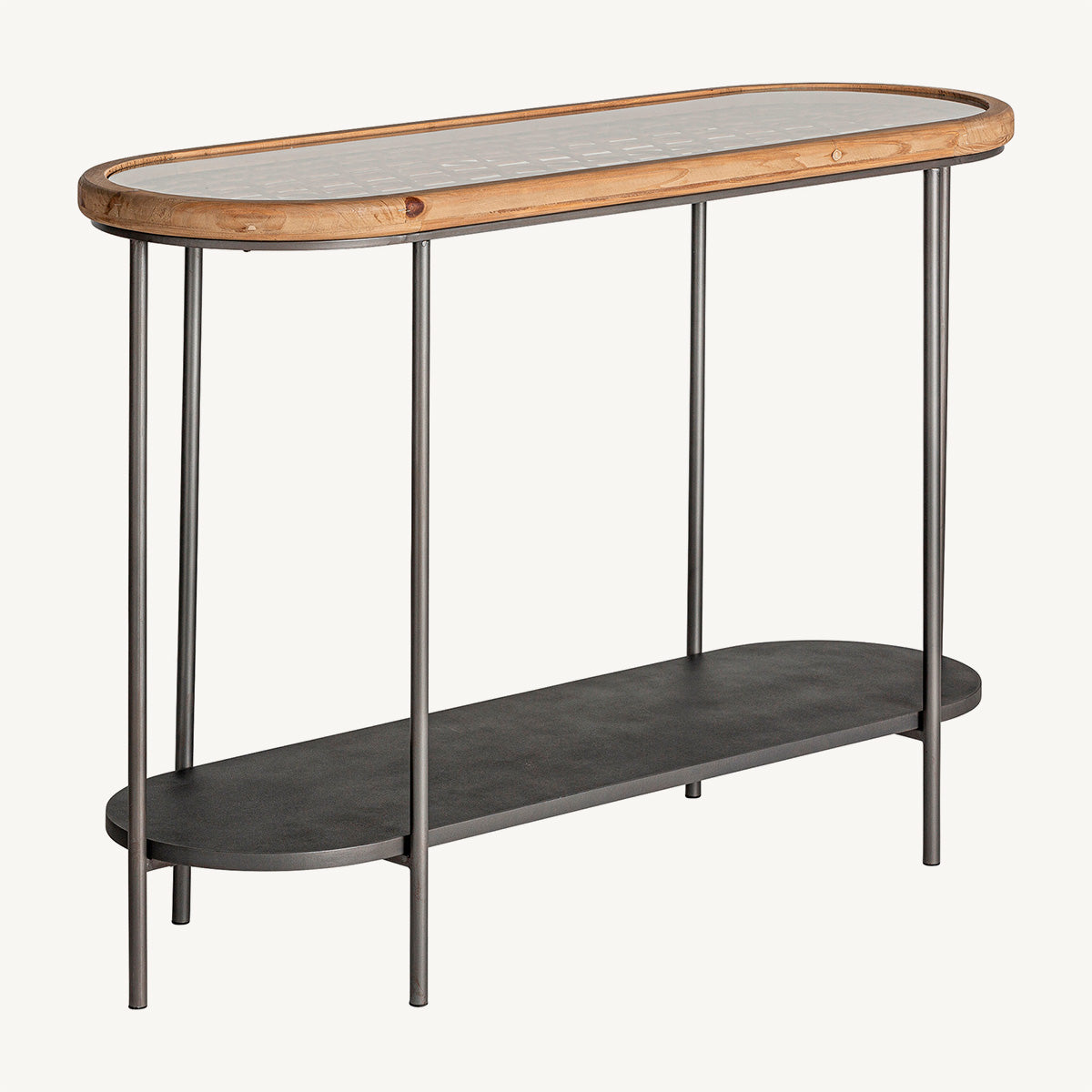 Consola estilo bold madera y hierro gris