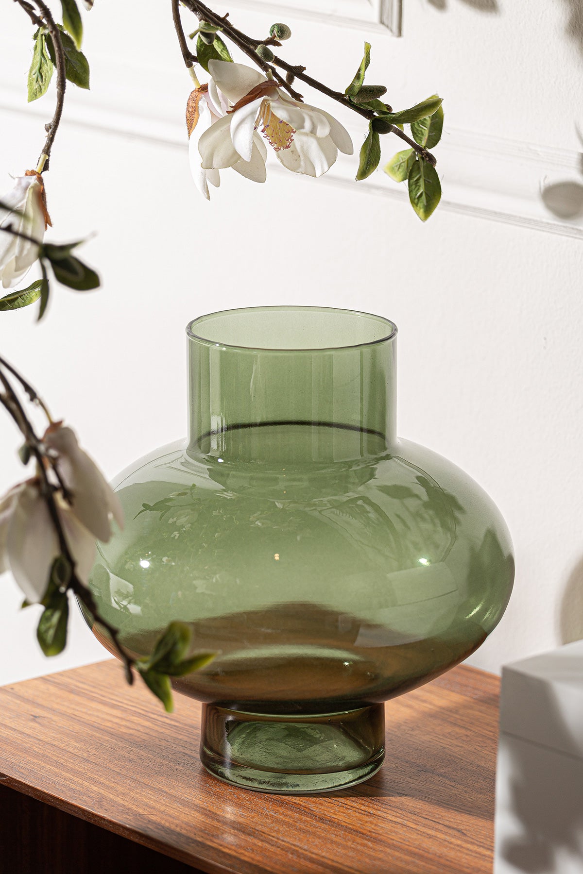 Jarrón de cristal verde