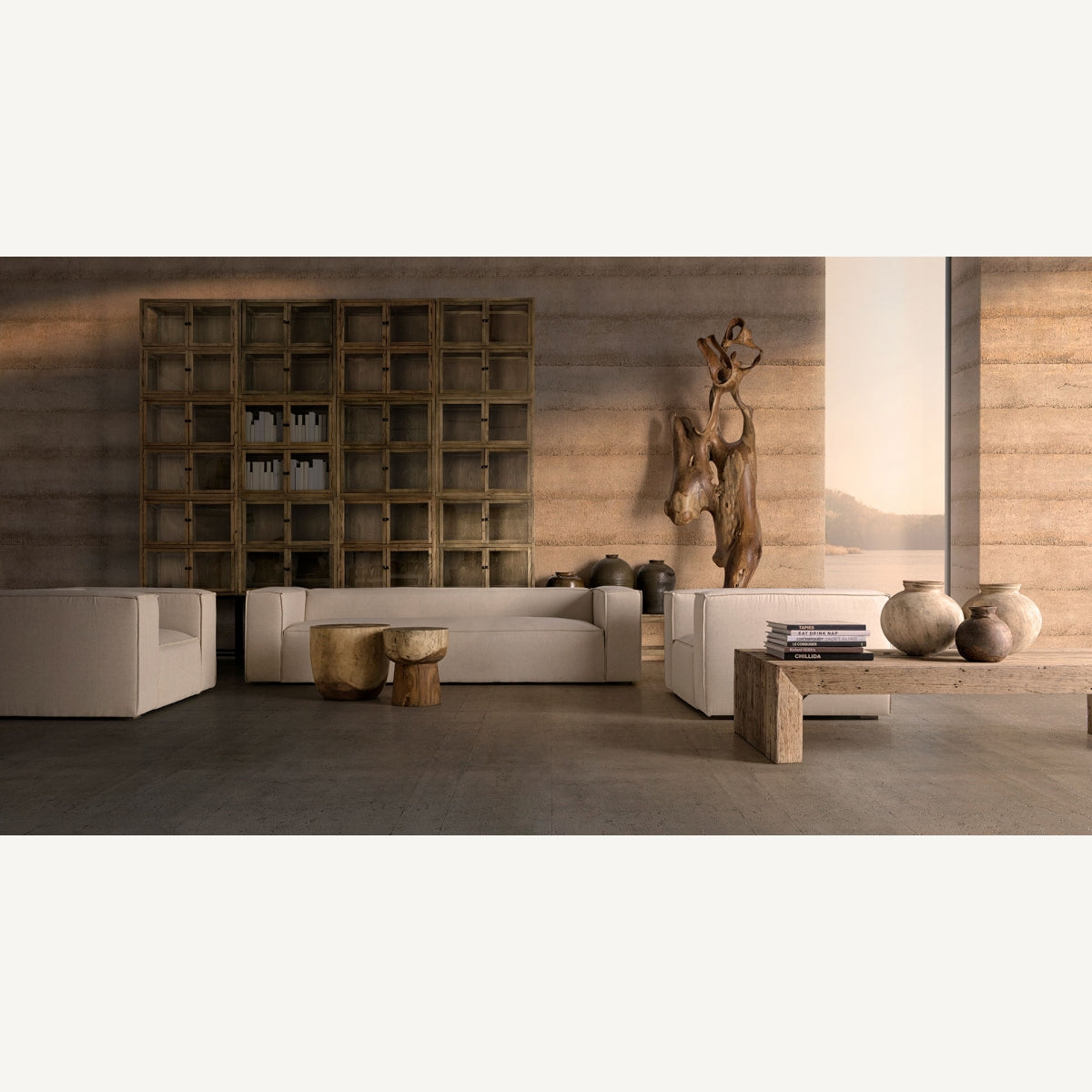 Salón elegante de líneas sencillas