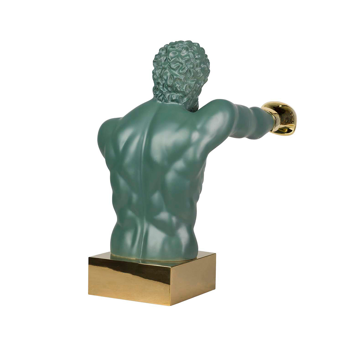 Figura boxeador verde, metal y resina