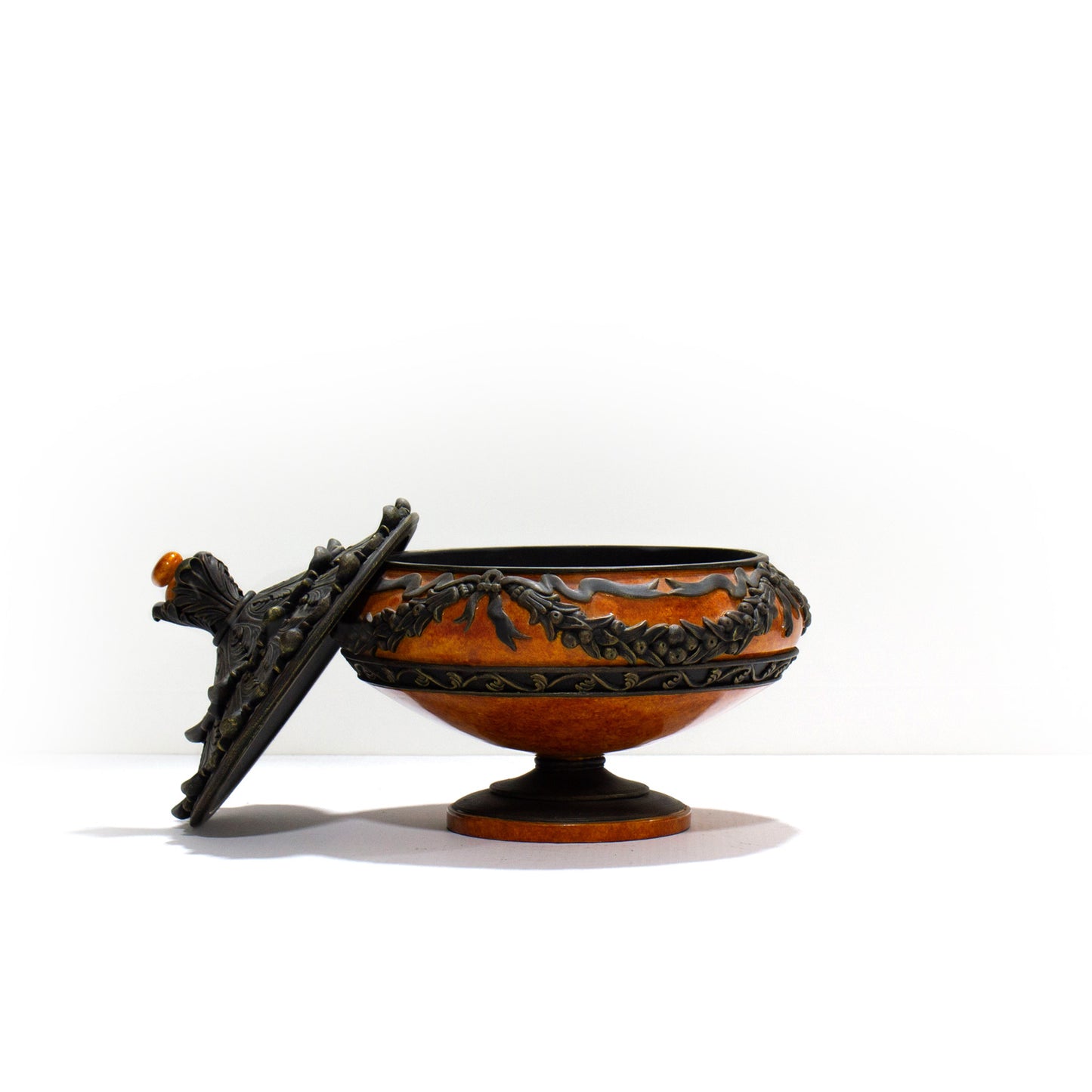 Jarrón, ámbar y negro, cerámica