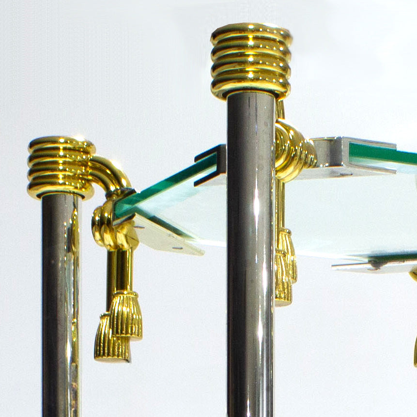 Mesa auxiliar, cristal y acero dorado