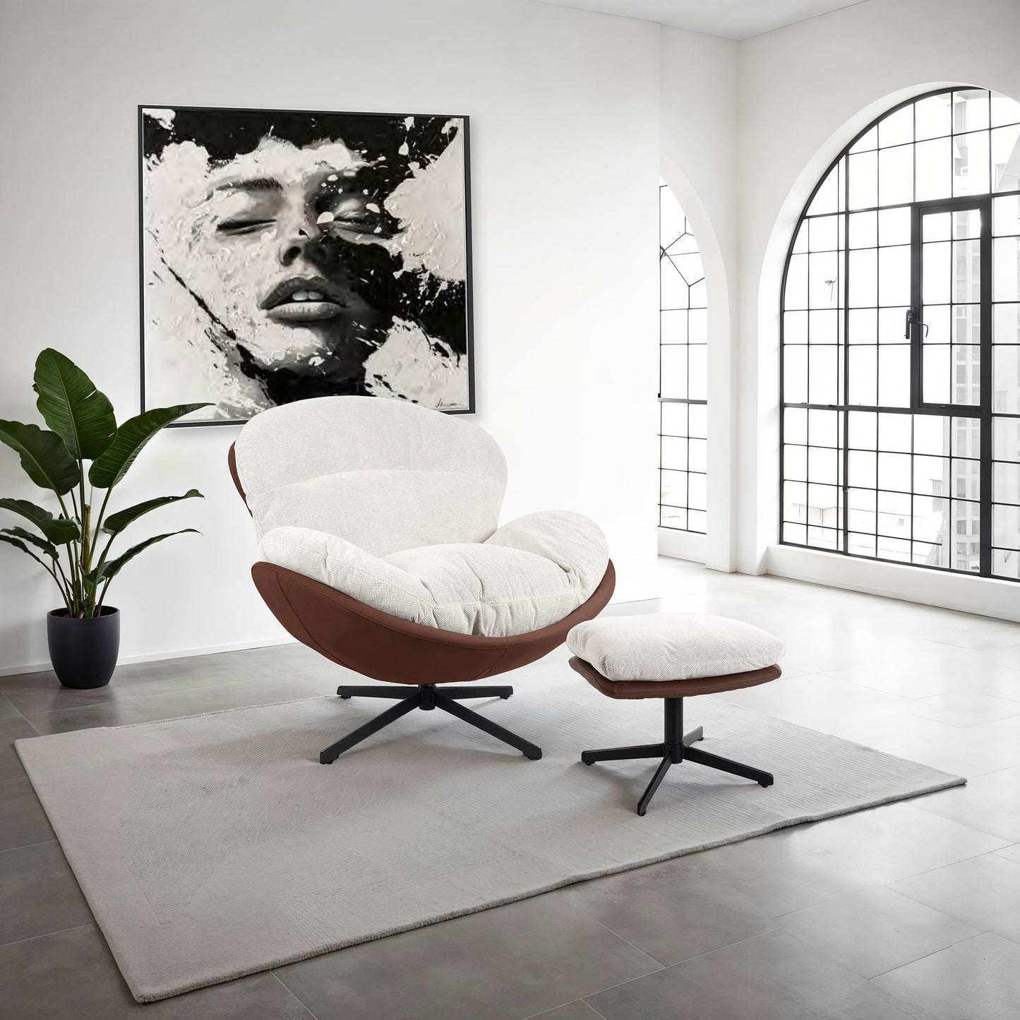 Sillón egg terracota y beige
