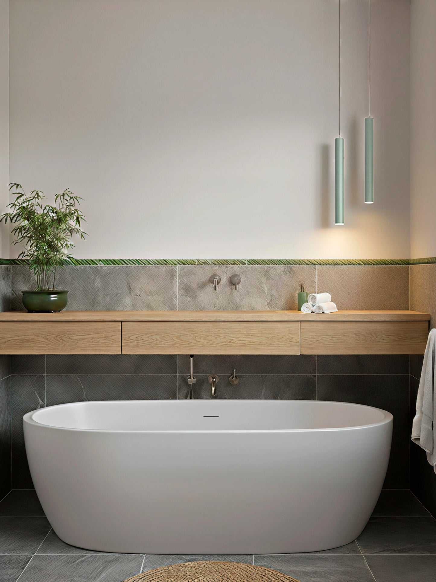 Lámpara de techo de acero en color verde mate con dos portalámparas