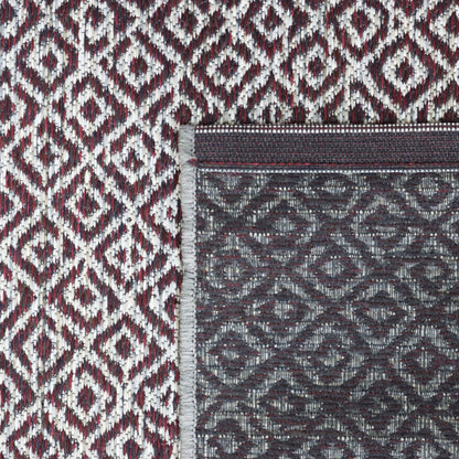 Alfombra de interior y exterior con rombos roja