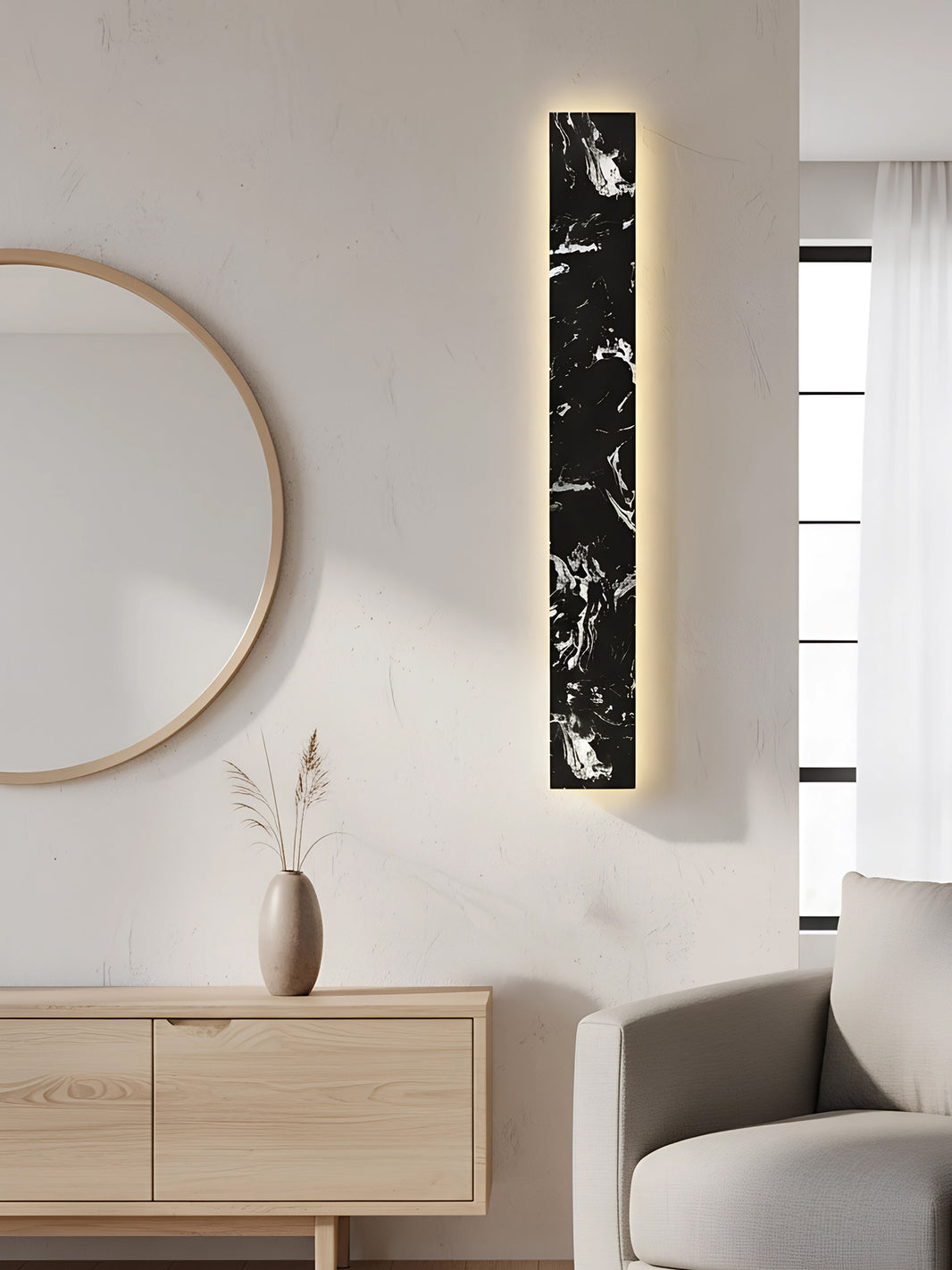 Aplique de pared, mármol negro italiano