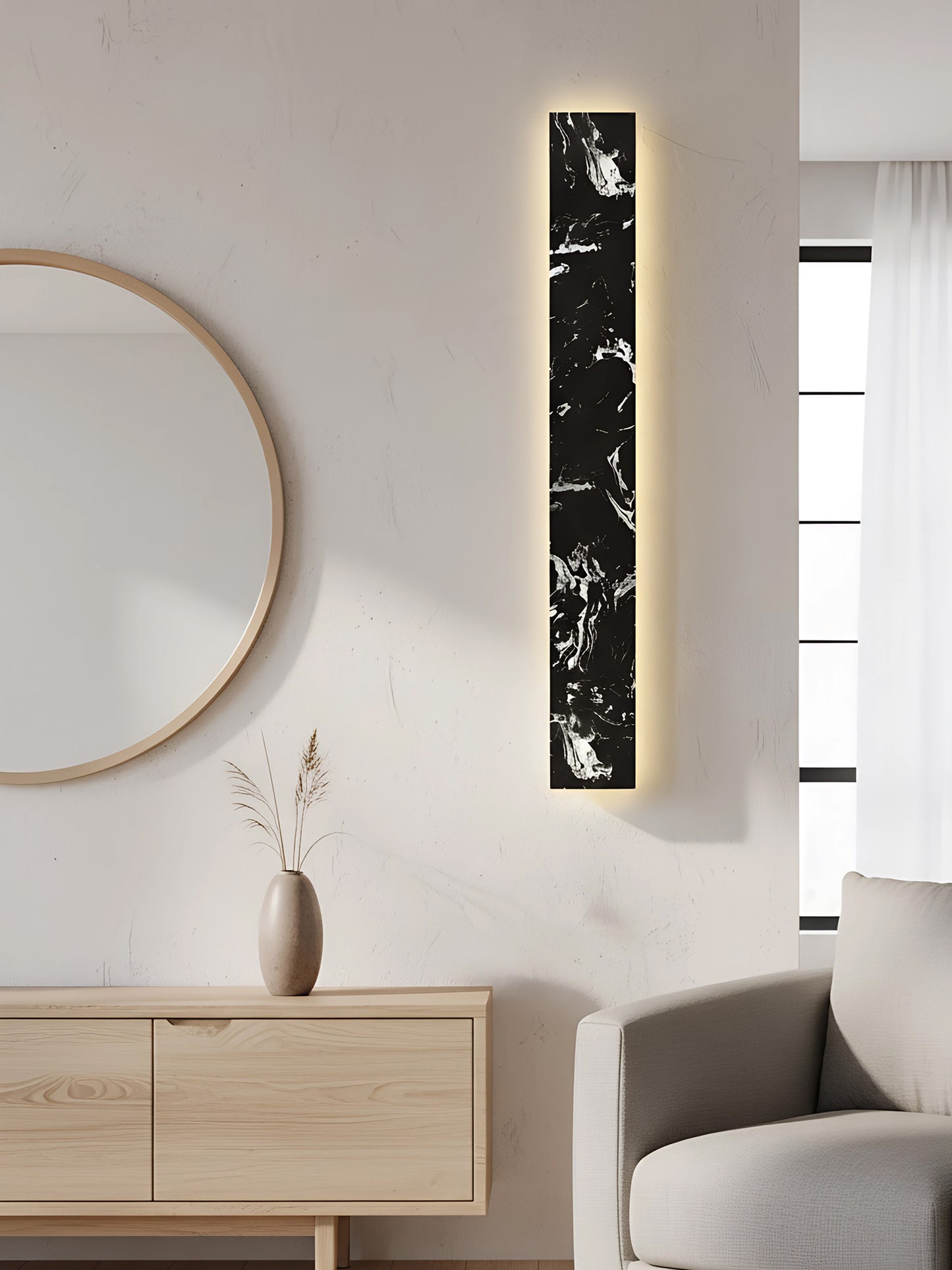 Aplique de pared, mármol negro italiano