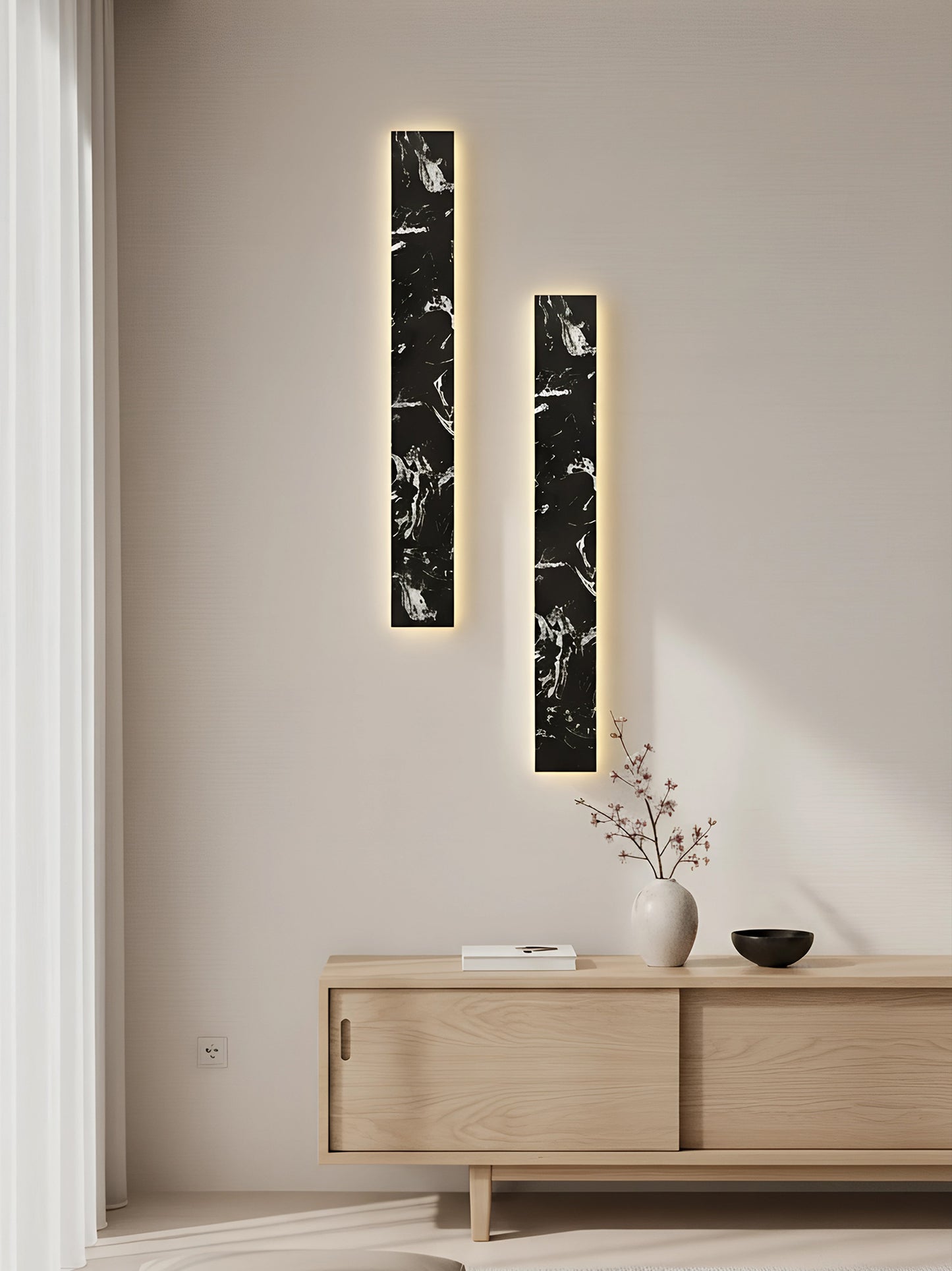 Aplique de pared, mármol negro italiano