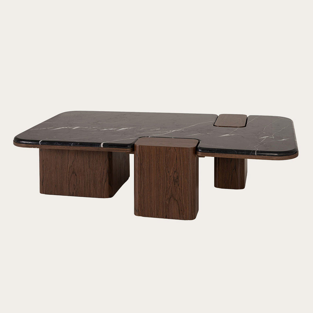 Mesa de sofá en marmol y madera de nogal Delfos