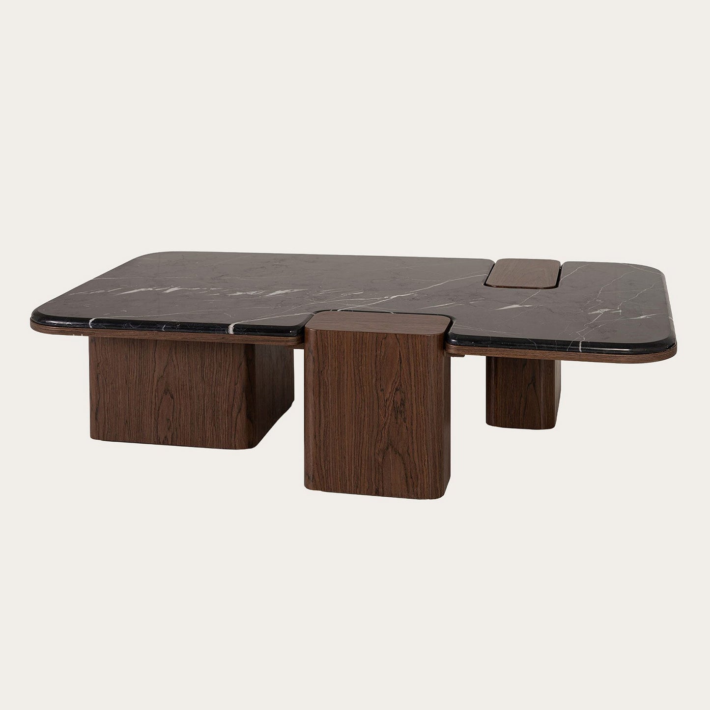 Mesa de sofá en marmol y madera de nogal Delfos