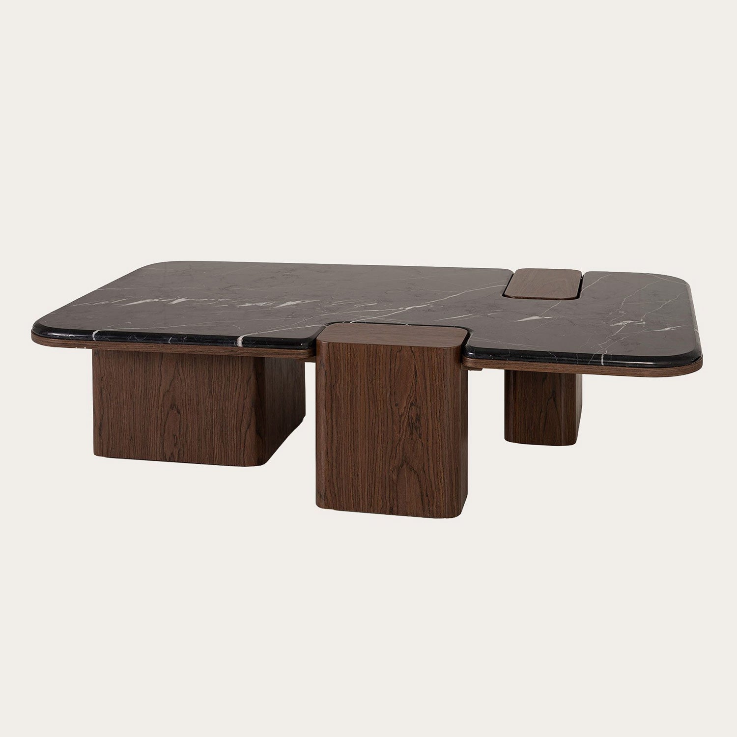 Mesa de sofá en marmol y madera de nogal Delfos