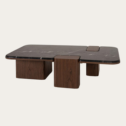 Mesa de sofá en marmol y madera de nogal Delfos