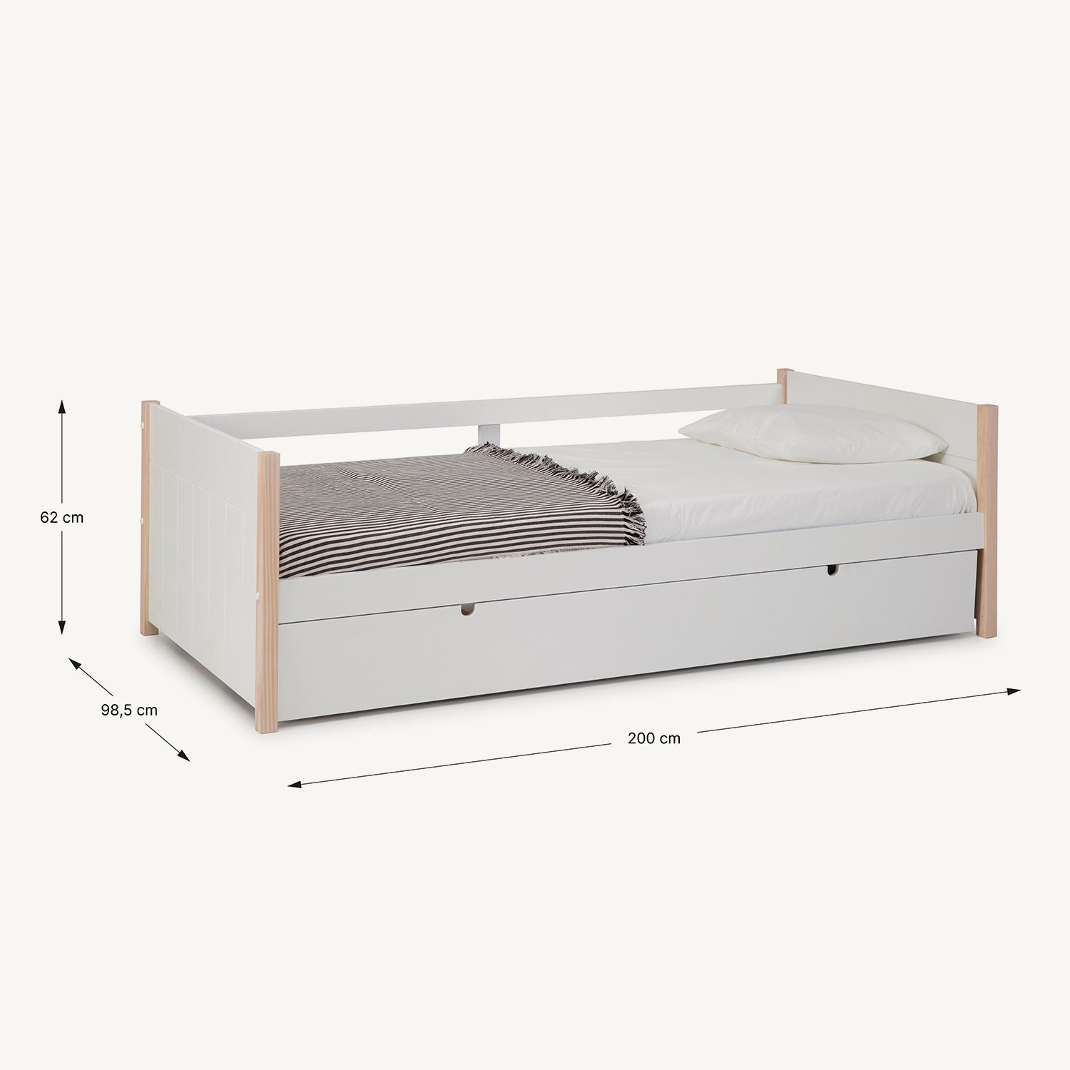 Cama nido de madera de pino y DM en color blanco