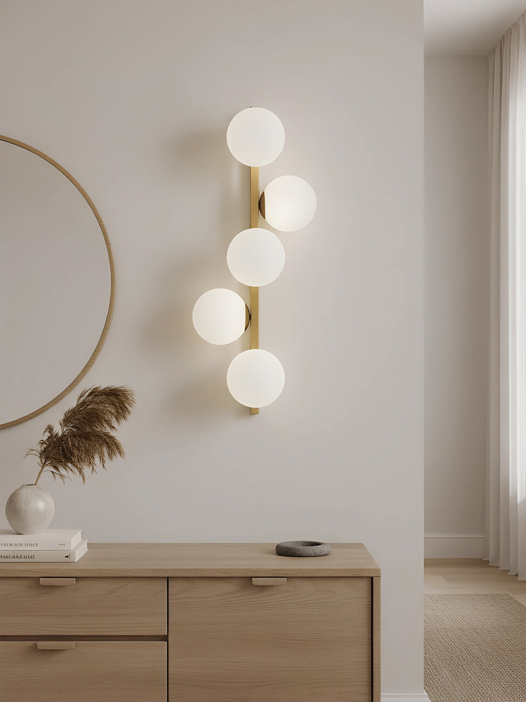 Aplique pared dorado 5 focos