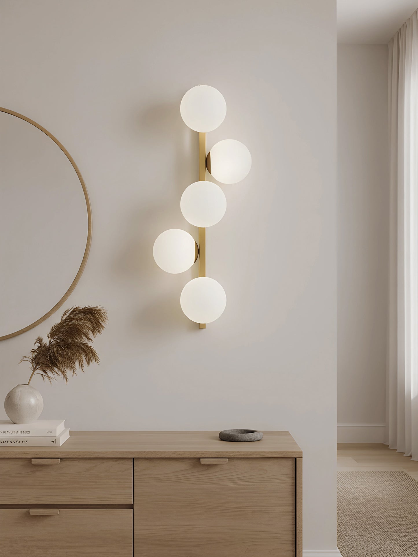 Aplique pared dorado 5 focos
