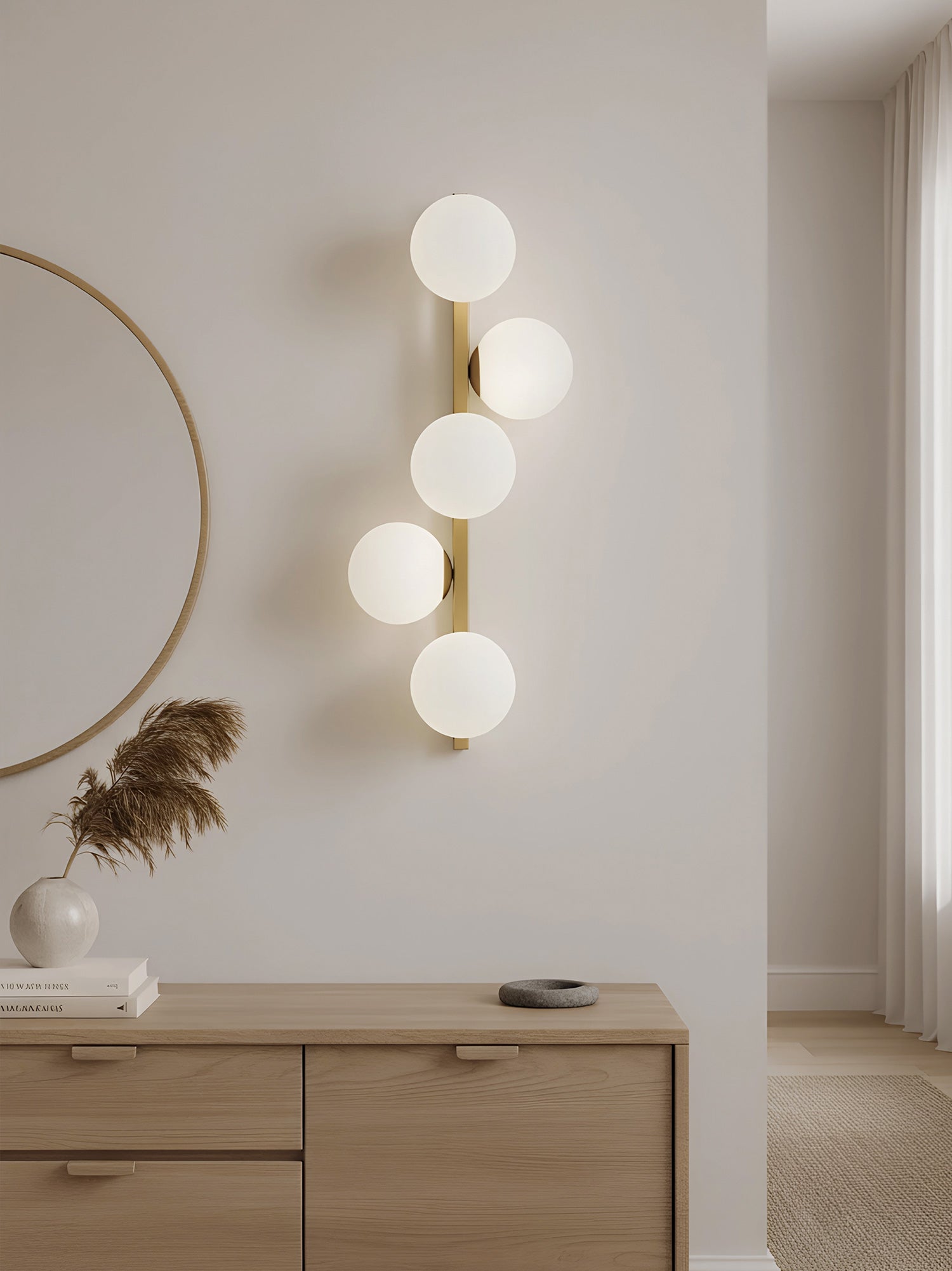 Aplique pared dorado 5 focos