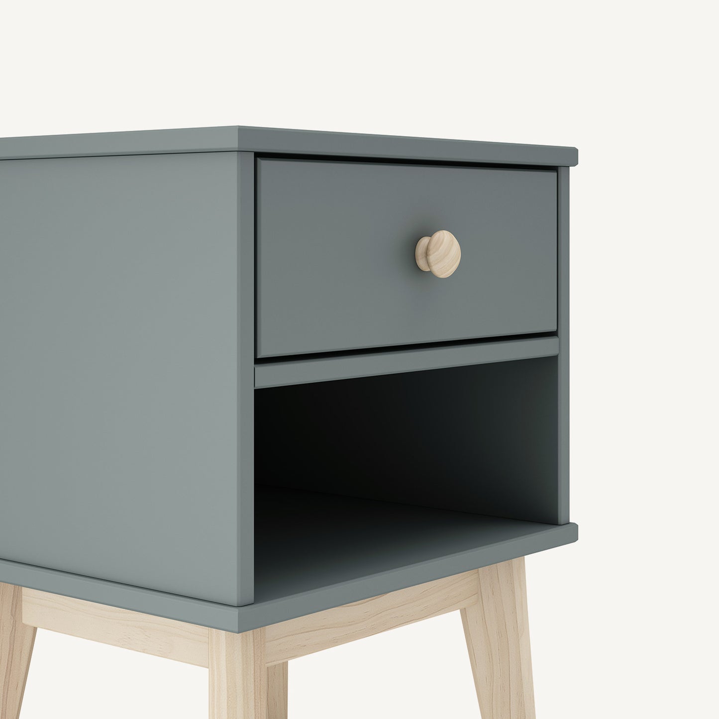 Mesita de noche de madera para niños y jóvenes con almacenaje