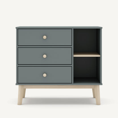Cómoda infantil y juvenil de madera con almacenaje y diseño contemporáneo en verde