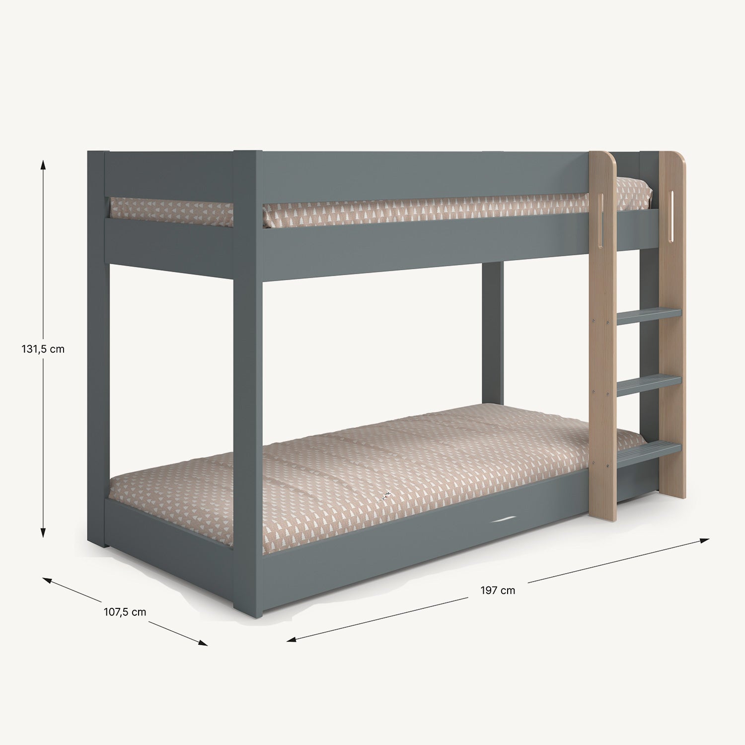 Litera Montessori 90x190 en color verde con somieres incluidos
