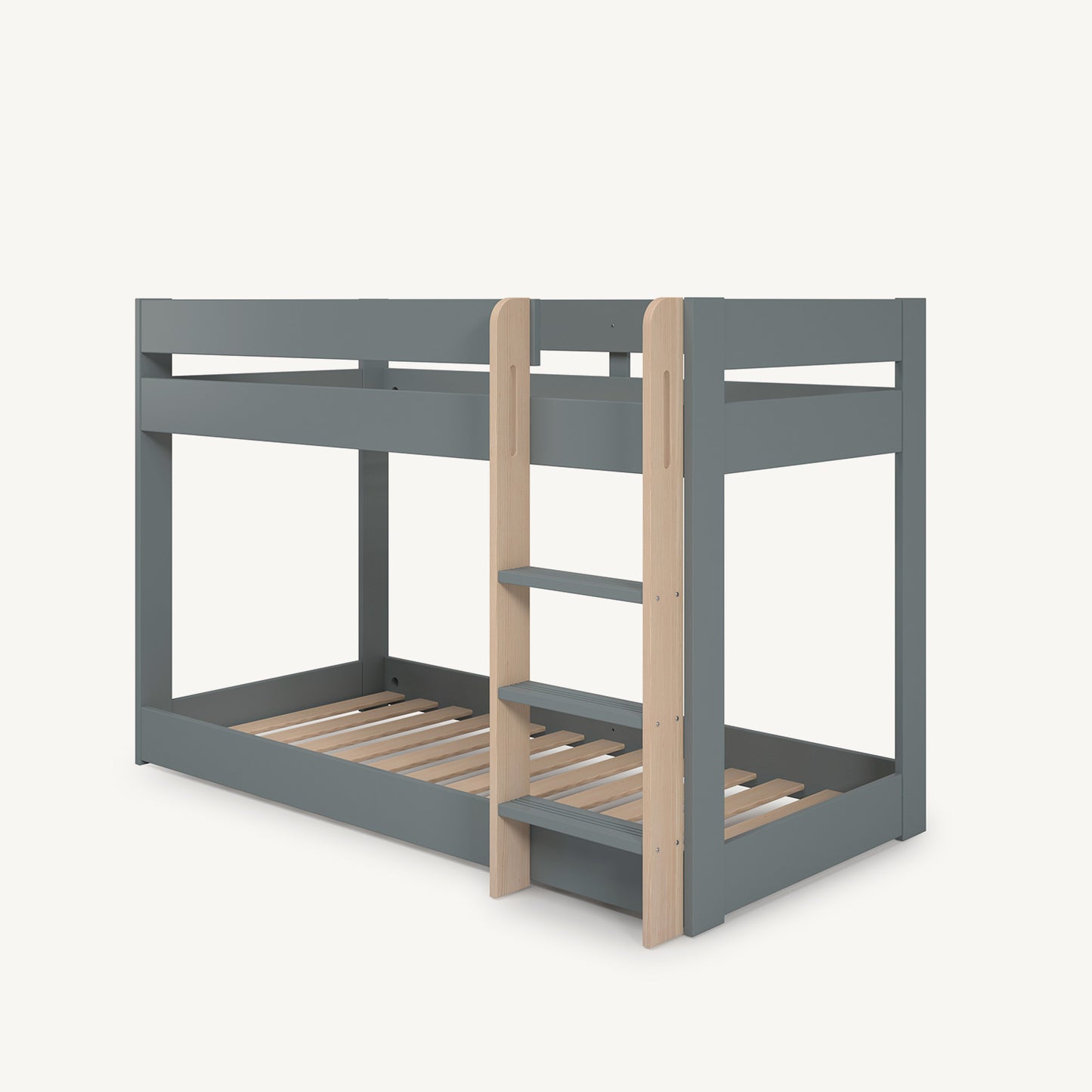 Litera infantil de madera en verde con dos camas integradas