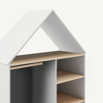 Vestidor para niños en madera y blanco con diseño funcional y decorativo