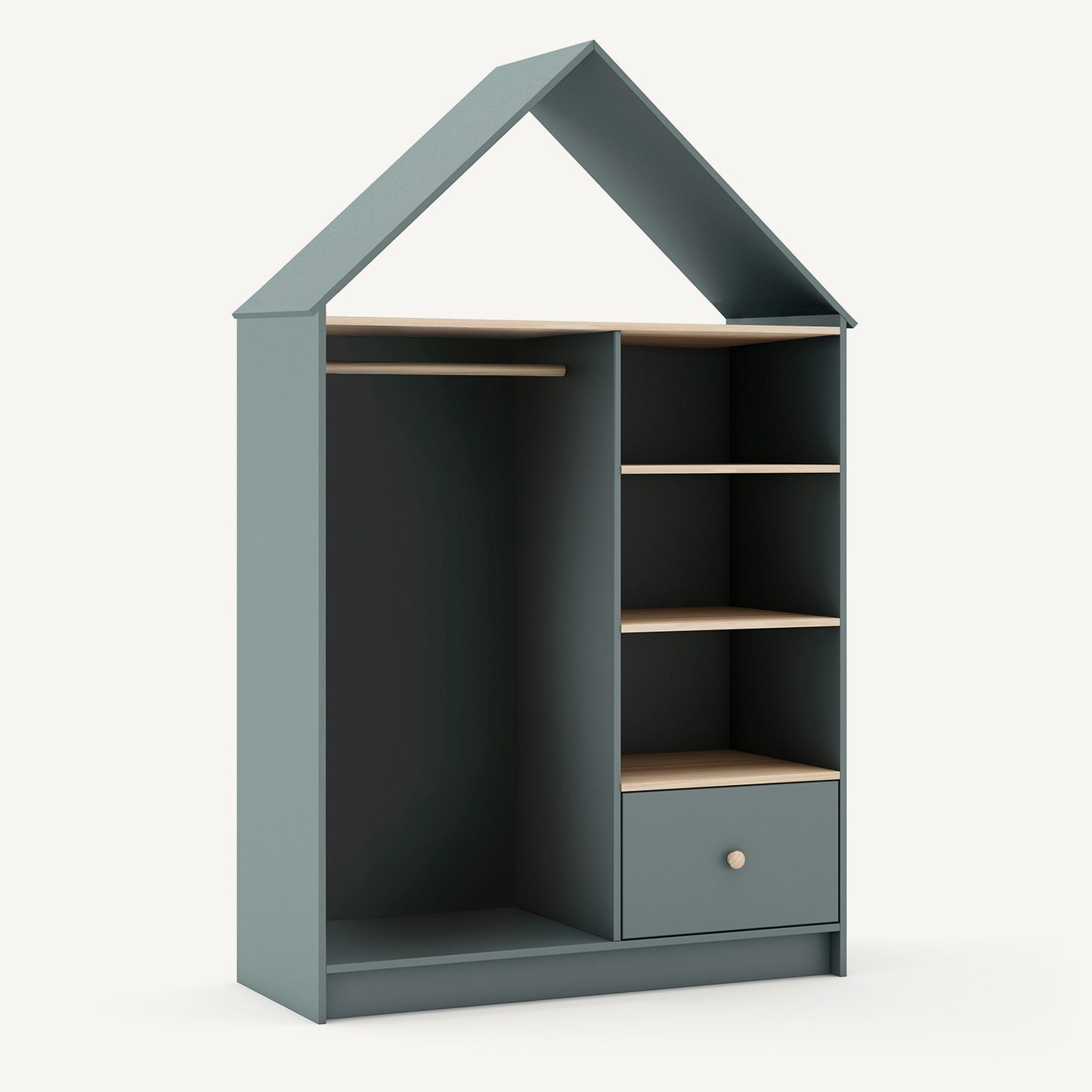 Armario vestidor infantil Montessori con estructura tipo casita