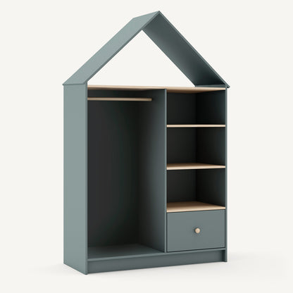 Armario vestidor infantil Montessori con estructura tipo casita