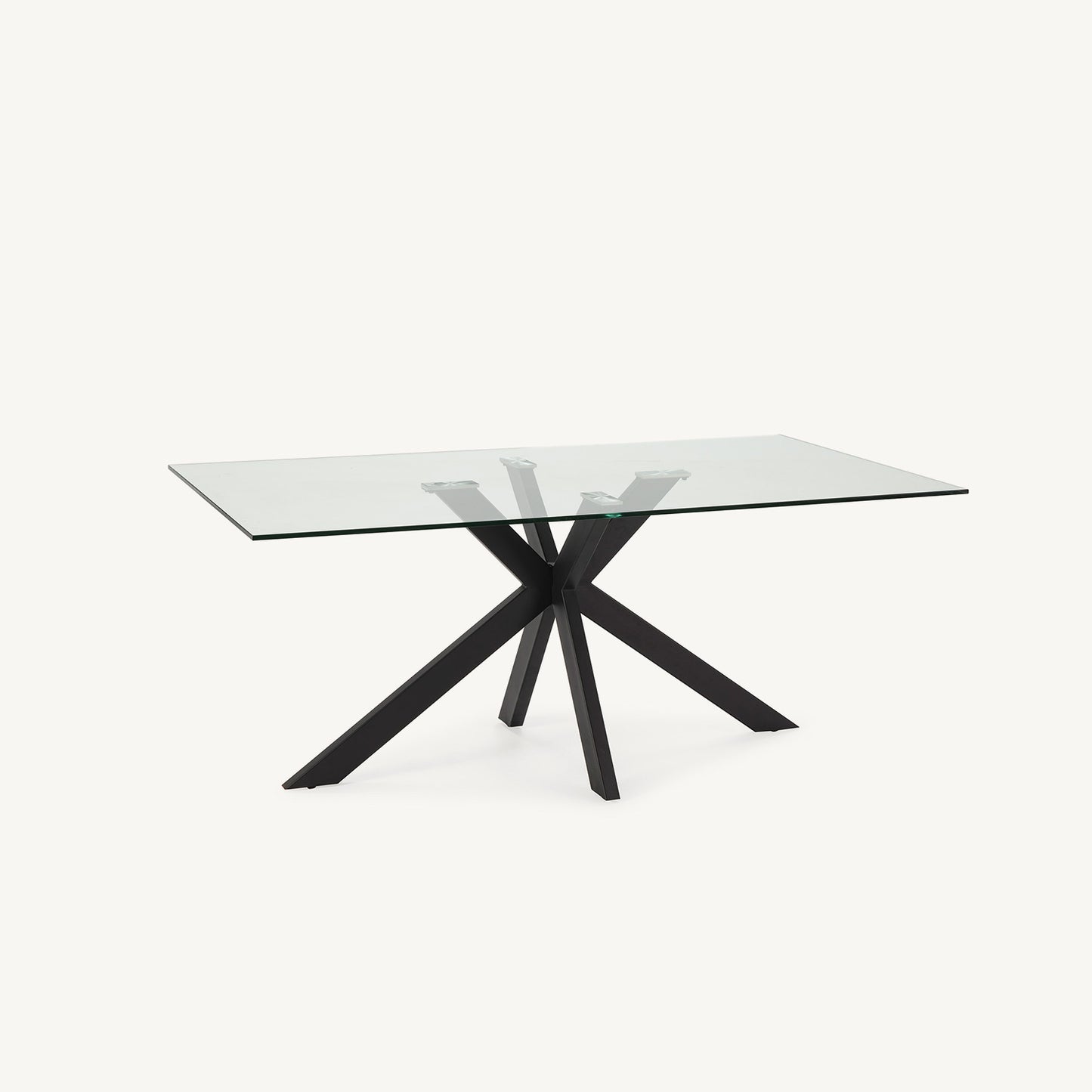 Mesa comedor Celia de metal negro y cristal templado