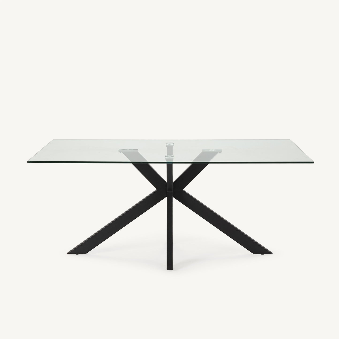 Mesa comedor Celia de metal negro y cristal templado