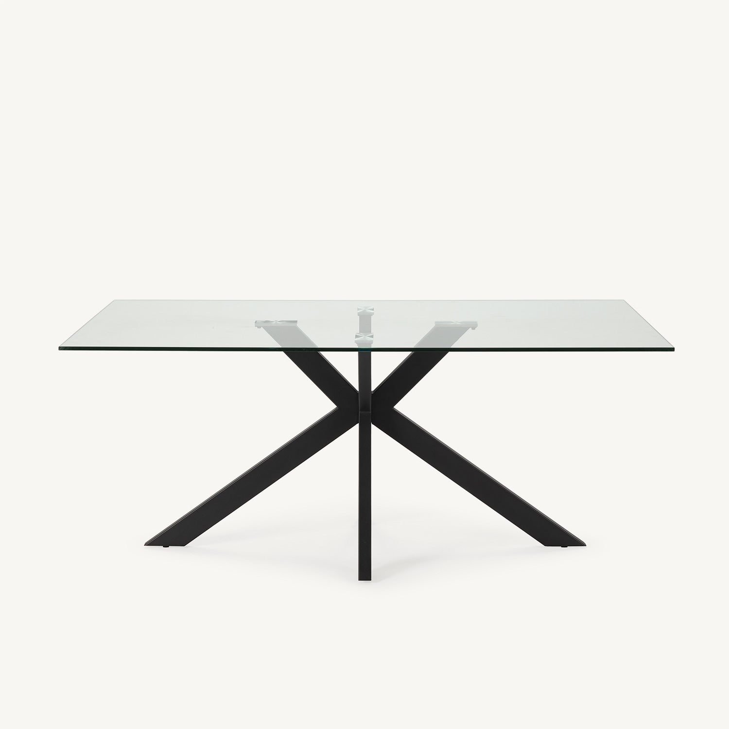 Mesa comedor Celia de metal negro y cristal templado