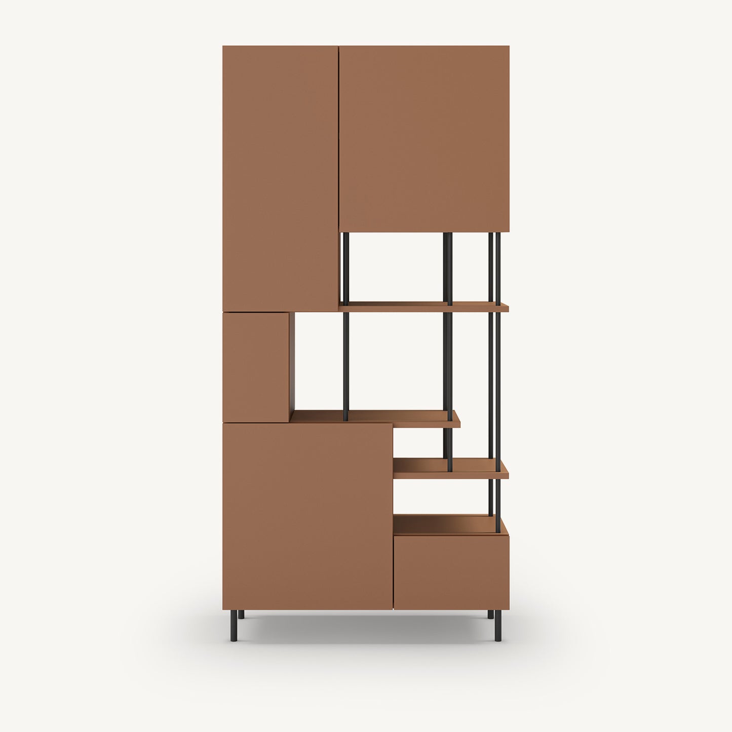 Estantería de metal terracota con cinco puertas