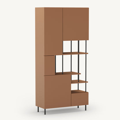 Estantería de metal terracota con cinco puertas