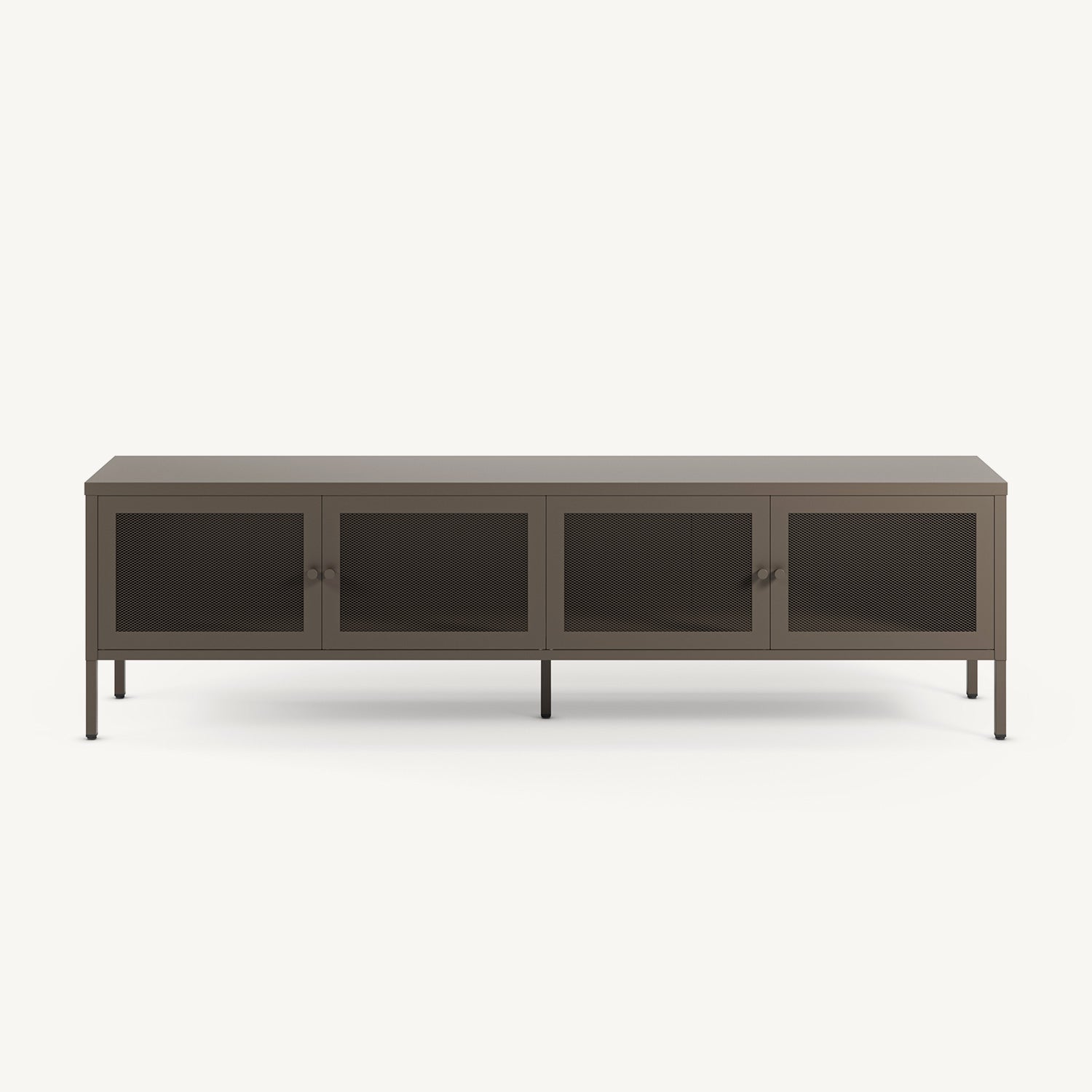 Mueble TV Fayna de cuatro puertas de rejilla en metal moka