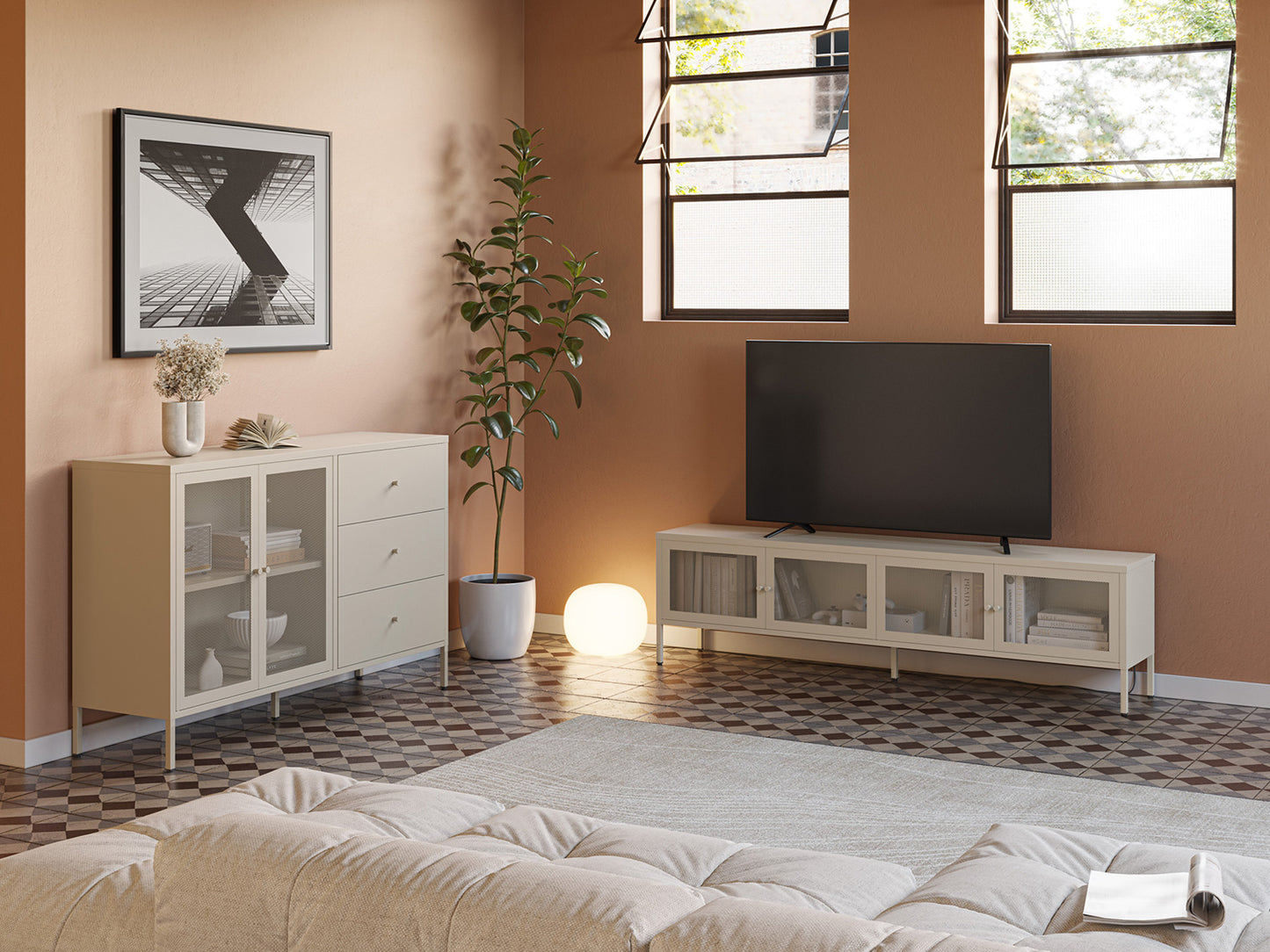 Salón con aparador y mueble tv Fayna arena