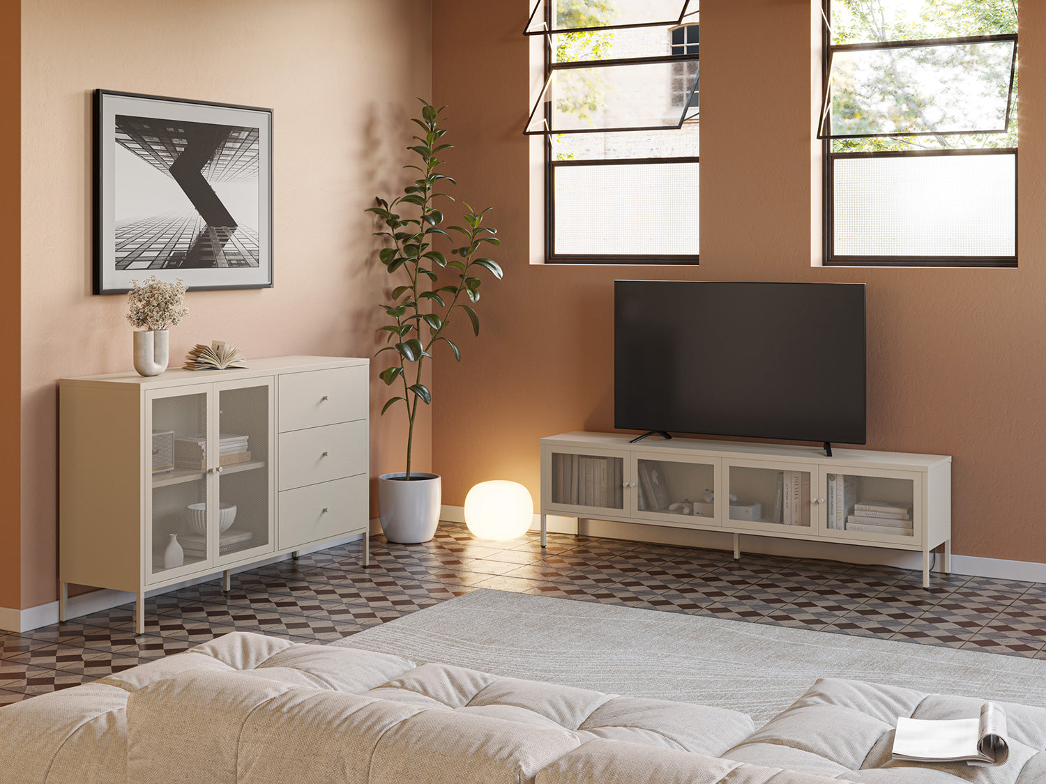 Salón con aparador y mueble tv Fayna arena