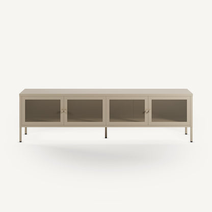 Mueble TV Fayna de cuatro puertas de rejilla en metal arena