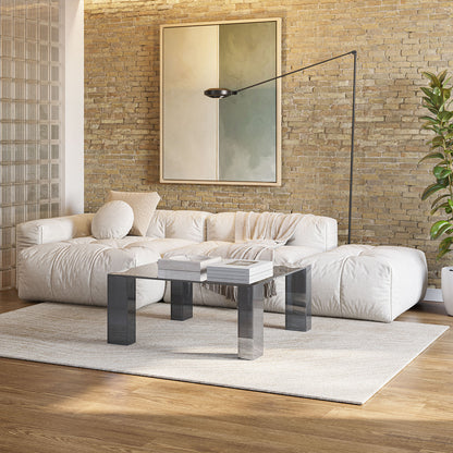 Mesa de centro Verena de Cristal Templado Gris Azulado