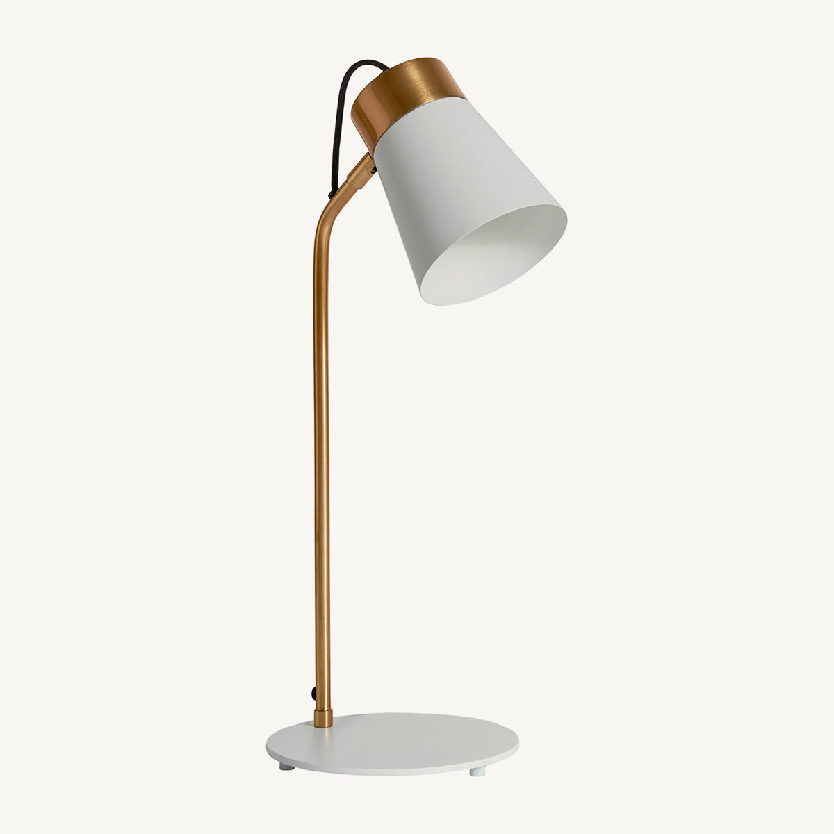 Lámpara de estudio dorada y blanco