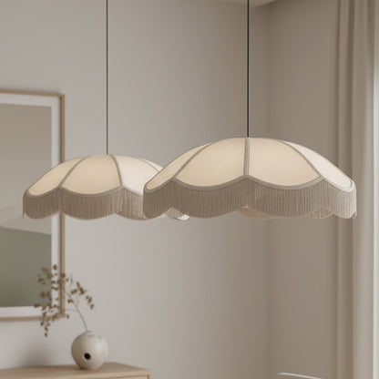 Pantalla techo flecos beige 
