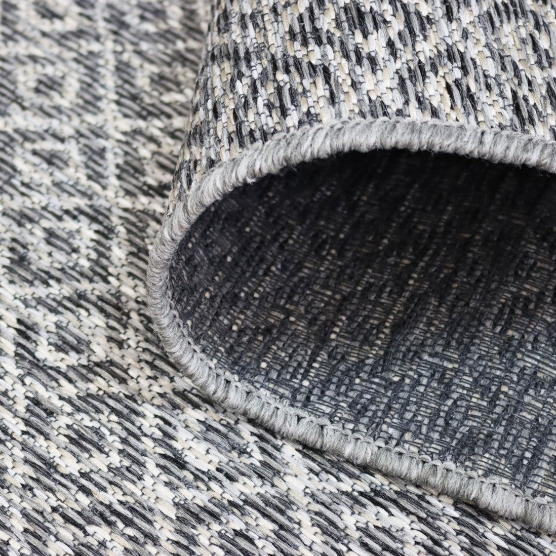 Alfombra de interior y exterior con rombos gris claro