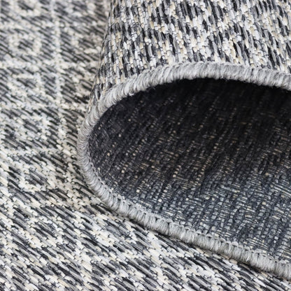 Alfombra de interior y exterior con rombos gris claro