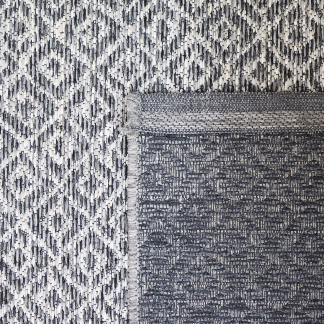 Alfombra de interior y exterior con rombos gris