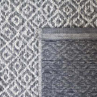 Alfombra de interior y exterior con rombos gris