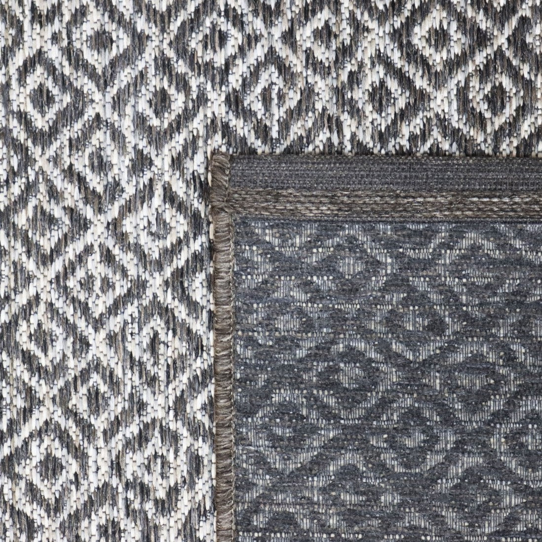 Alfombra de interior y exterior con rombos gris