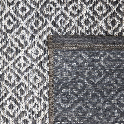 Alfombra de interior y exterior con rombos gris