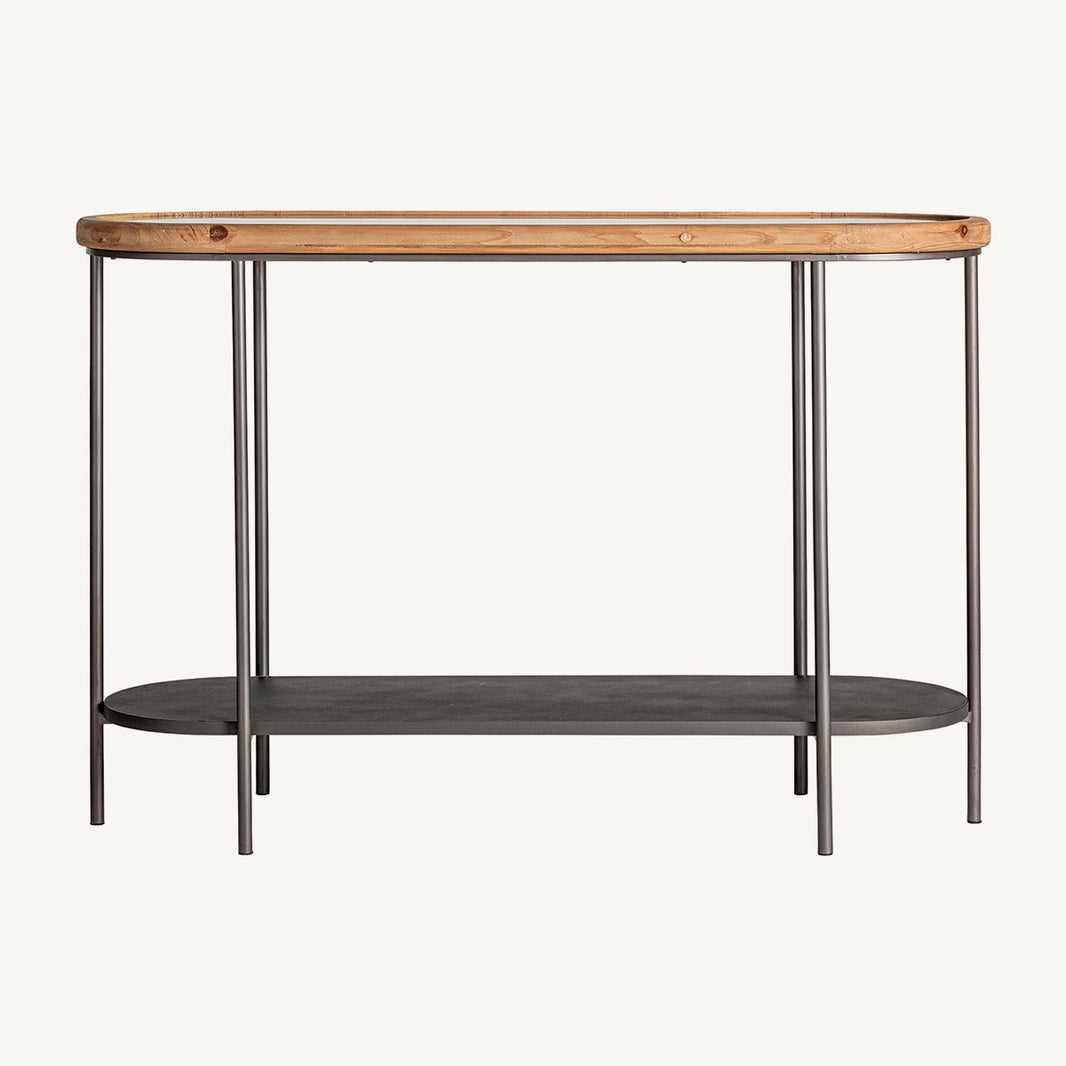 Consola estilo bold madera y hierro gris
