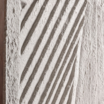 Cuadro fabricado de papel maché blanco con acabado artesanal, combinado con madera de Paulownia en color marrón.