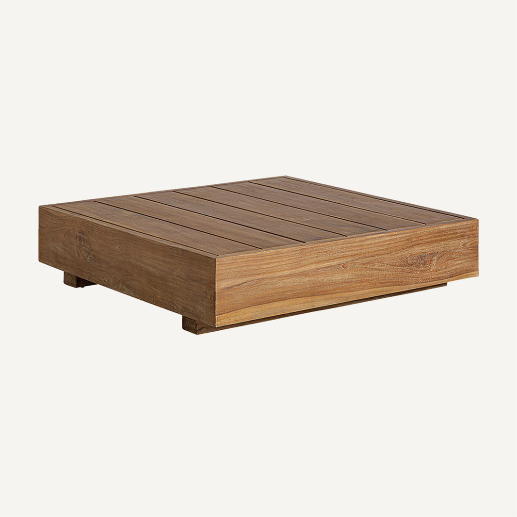Mesa de centro marrón, de madera de teca reciclada