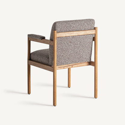 Silla de diseño grande Bezier en madera y tapizado gris 